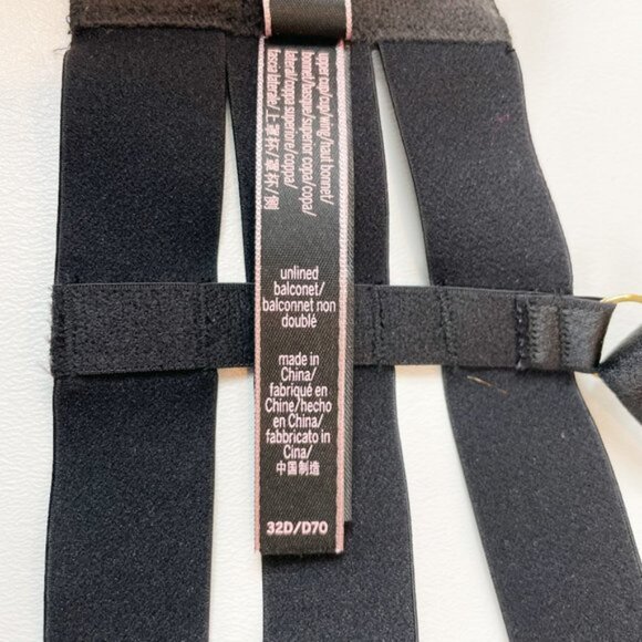 NWOT Victoria's Secret Bra 32D Unlined Balconet Strappy Banded Black - Picture 7 of 7